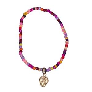 Beaded Bracelet Y2K Colorful Seed Bead Strawberry Charm Dainty Funcore